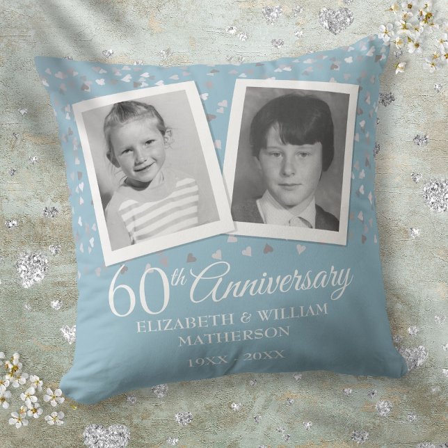 Coussin 60e anniversaire du Mariage de diamant Photos d'en (60th Diamond Wedding Anniversary Child Photos Throw Pillow)