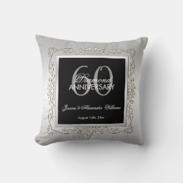 Coussin 60e anniversaire Mariage d'argent décoratif élégan