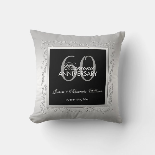 Coussin 60e anniversaire Mariage des diamants d'argent élé (Recto)