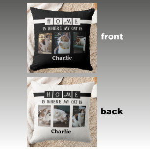 Coussin 6 photo collage amoureux des animaux noir blanc