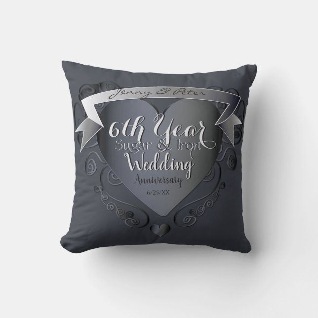 Coussin 6e année Mariage Anniversaire du sucre et du fer+P (Recto)