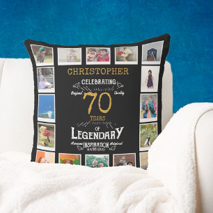 Coussin 70e anniversaire Black Gold Photo Collage