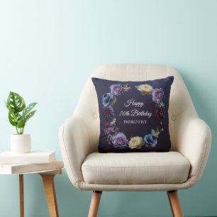 Coussin 70e anniversaire Cadeau personnalisé Moody Purple