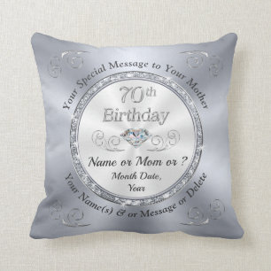 Coussin 70e anniversaire Présence pour maman ou autres fem