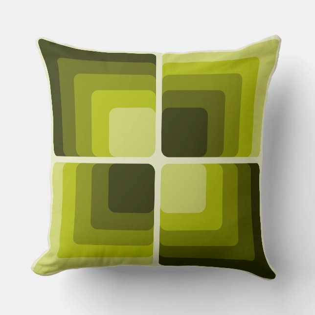 Coussin 70s Rainbow Squares Monochrome Green (Recto)