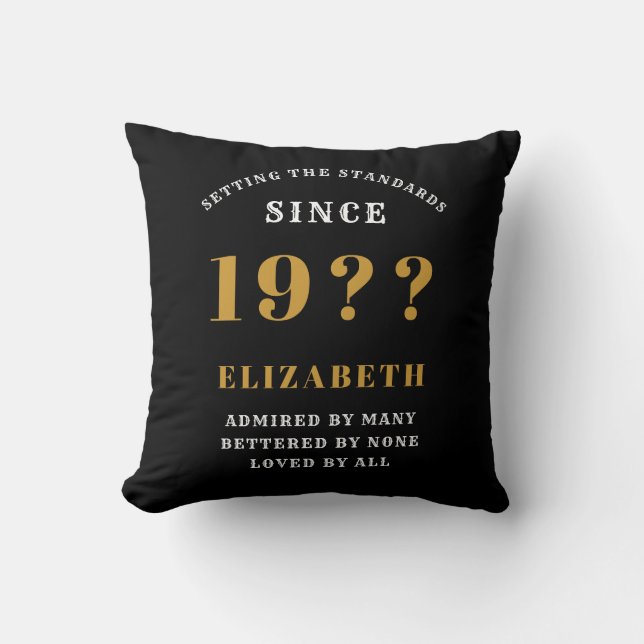 Coussin 70th Birthday Loved Ajouter votre nom Année Black  (Recto)