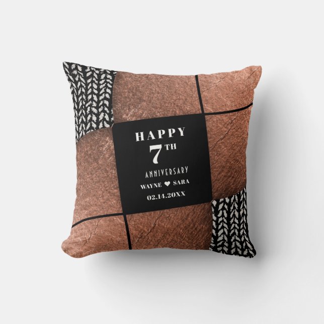 Coussin 7e anniversaire du Mariage de la laine de cuivre (Recto)