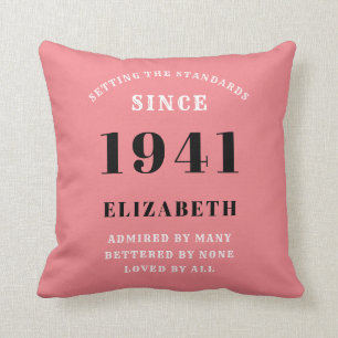Coussin 80e Anniversaire Né 1941 Aimé Ajouter Votre Nom Ro