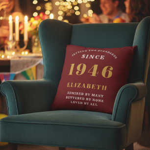 Coussin 80e Anniversaire Né 1946 Aimé Ajouter Votre Nom Ro