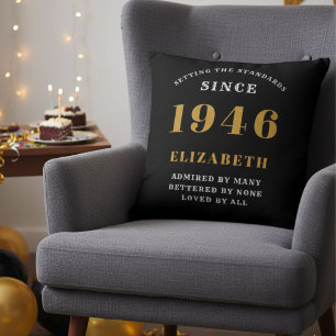 Coussin 80e anniversaire Né 1946 Nom personnalisé Cadeau N