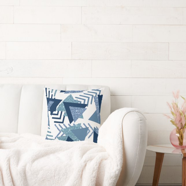 Coussin 80s Luxe Abstrait | Turquoise et bleu marine (Canapé)