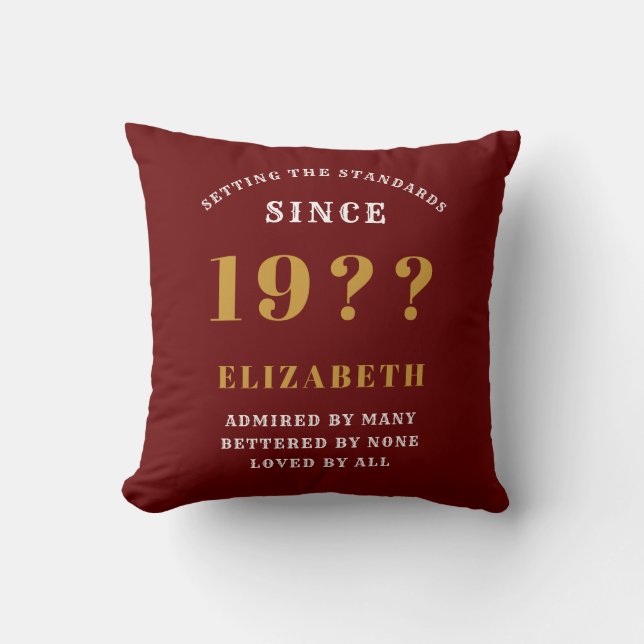 Coussin 80th Birthday Loved Ajouter votre nom Année Red Go (Recto)