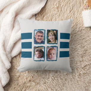 Coussin 8 bandes photo bleu double face