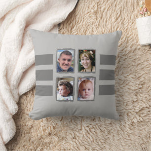Coussin 8 bandes photo gris double face