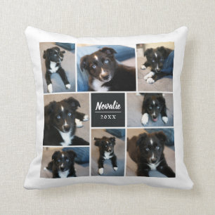 Coussin 8 Collage de photos  Schéma floral  Noir muet