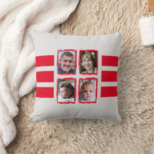 Coussin 8 rayures de photo rouge double face