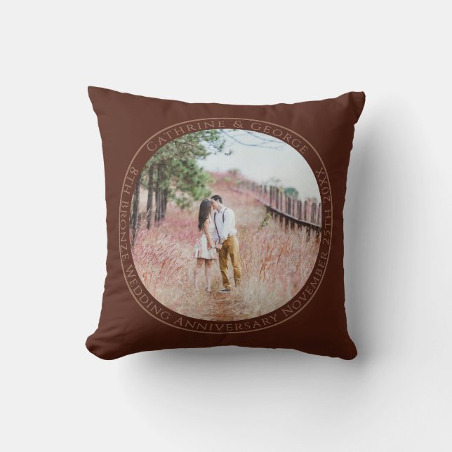 Coussin 8e anniversaire du Mariage photo personnalisé en b (Recto)