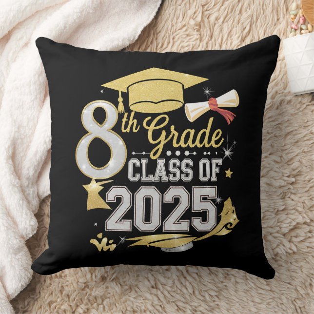 Coussin 8e Classe De 2025 Graduate Graduation (Couverture)