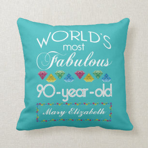 Coussin 90e anniversaire plus fabuleux gemme coloré Turquo