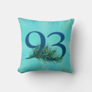 Coussin 93 Anniversaire de naissance Élégant plume de paon