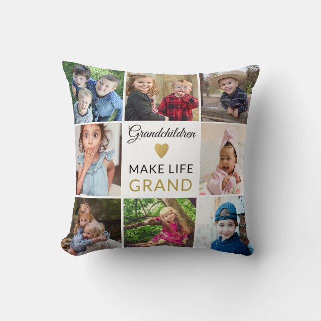 Coussin 9 Photo Collage Grandchildren Make Life Grand  (Recto)