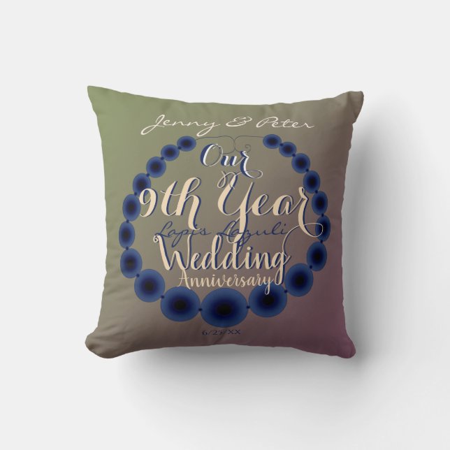 Coussin 9e anniversaire Mariage de Lapis Lazuli (Recto)