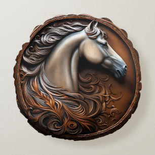 Coussin à Accent à peluche ronde avec cheval de st