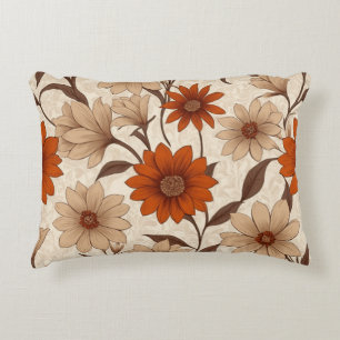 Coussin à accent floral orange vif