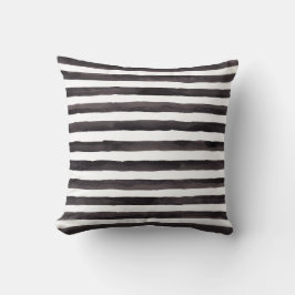 Coussin à bande d'aquarelle noir et blanc