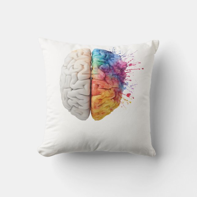 Coussin A brain divided between logical and creative sides (Recto)