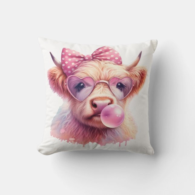 Coussin a cute colorful highland cow  (Recto)