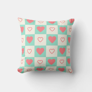 Coussin à damiers Motif cardiaque