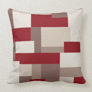 Coussin à écaille réversible rouge/taupe/beige