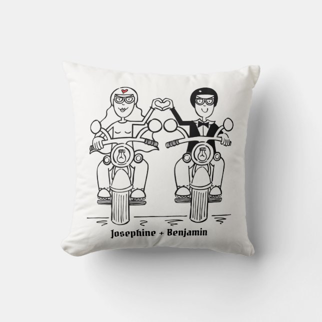 Coussin à lancer de Mariage de moto personnalisé (Recto)