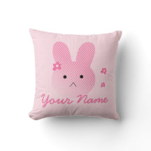 Coussin à lancer rose mignon personnalisable