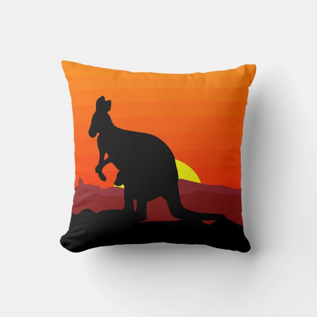 Coussin À l'intérieur kangourou australien au coucher du (Recto)