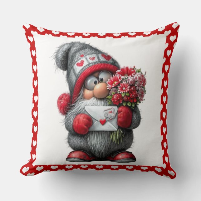 Coussin "A Love Note for You" Valentine Gnome (Recto)