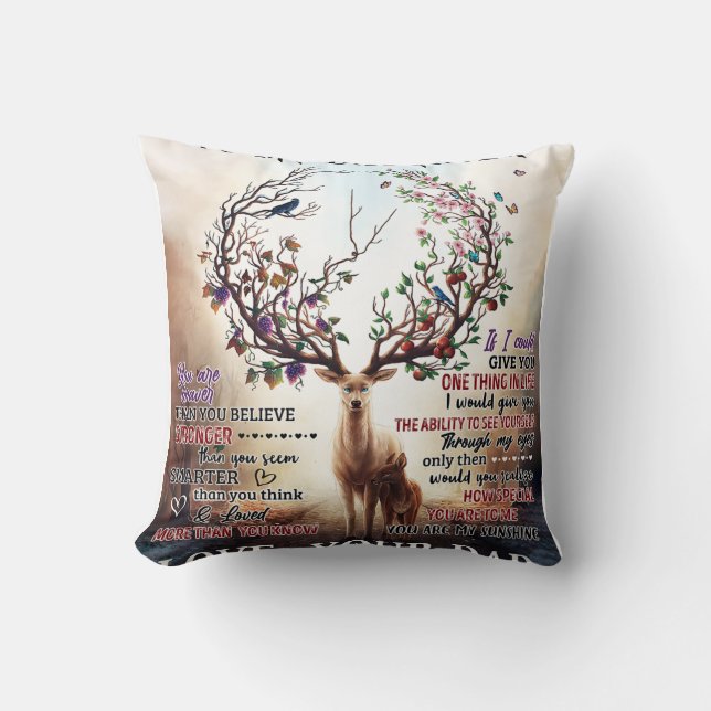 Coussin À Mon Cadeau Fille Cerf, Cadeau Fille Anniversaire (Recto)