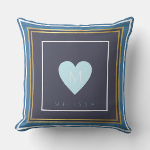 Coussin A nice design of square borders with blue heart