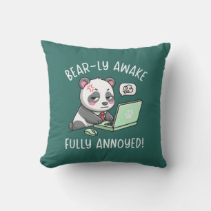 Coussin À peine réveillé, totalement agacé - Humour de bur