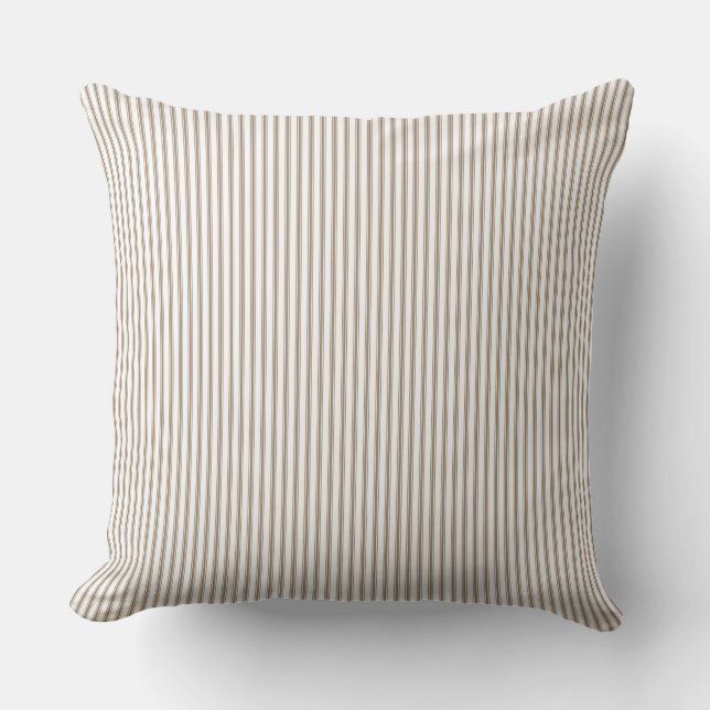 Coussin à rayures Beige et Blanc (Recto)