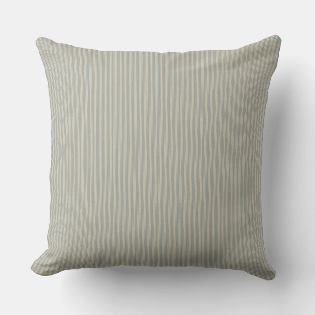 Coussin à rayures beige et gris (Recto)