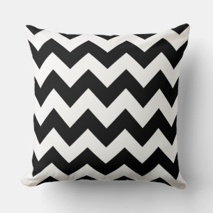 Coussin à rayures noir blanc Zig Zag