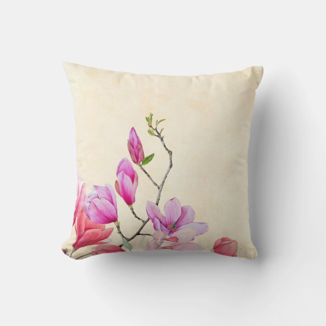 Coussin à rayures rose Magnolia (Recto)