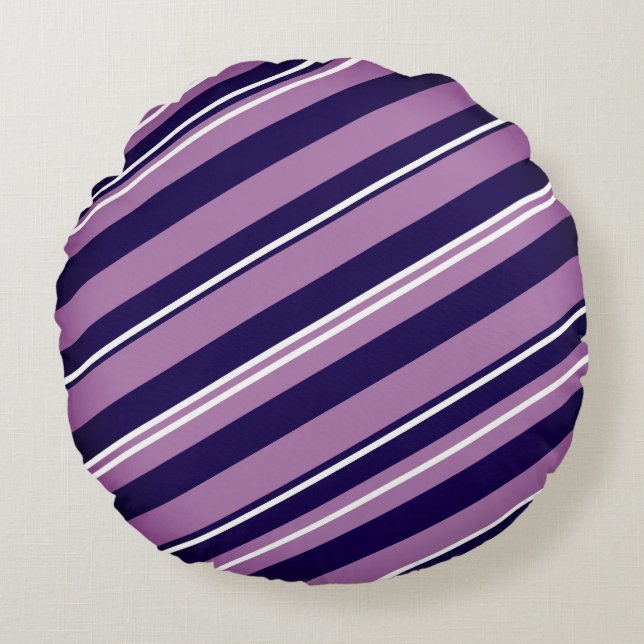 Coussin à rayures violet et blanc (Devant)