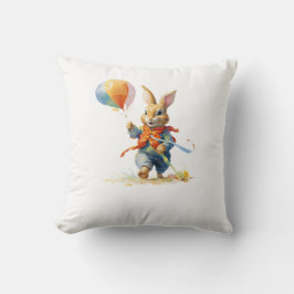 Coussin A SWEET RABBIT WITH BALLOONS Throw Pillow