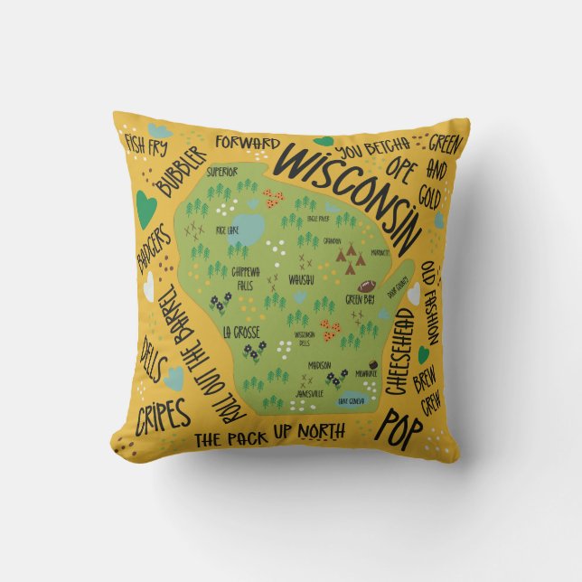 Coussin à thème Wisconsin (Recto)