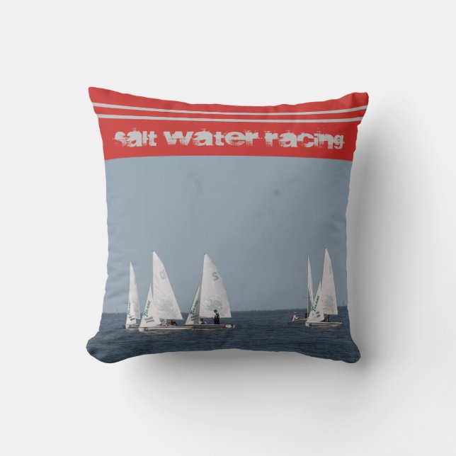 Coussin à voile à eau rouge, gris et bleu (Recto)