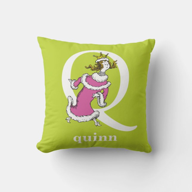 Coussin ABC du Dr Seuss : Lettre Q - Blanc | Ajouter Votre (Recto)