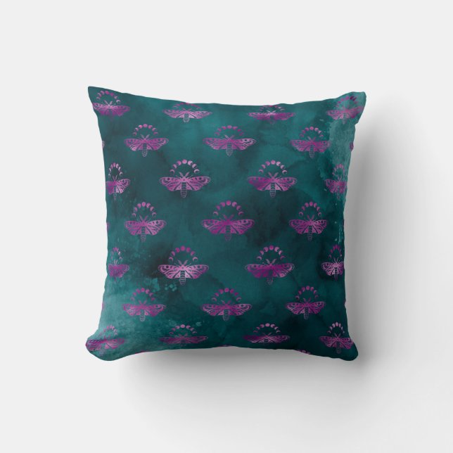 Coussin Abeilles violettes sur Turquoise (Recto)